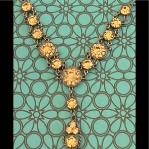 POFJ Brown Rhinestone V Neck Statement Necklace